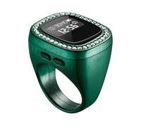 Nucelit Anillos inteligentes de oración islamista con pantalla digital grande, contador de dedos Tasbeeh y alarma Azan, anillos de oración islamistas digitales inteligentes