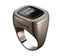 Nucelit Anillos inteligentes de oración islamista con pantalla digital grande, contador de dedos Tasbeeh y alarma Azan, anillos de oración islamistas digitales inteligentes