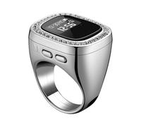Nucelit Anillos inteligentes de oración islamista con pantalla digital grande, contador de dedos Tasbeeh y alarma Azan, anillos de oración islamistas digitales inteligentes