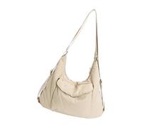 Nucelit Bolsa cruzada de nailon con cierre de cremallera segura, bolsa de hombro grande con bolsillo externo que protege objetos de valor durante el tránsito, bandolera de gran capacidad, beige
