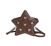 Nucelit Bolso cruzado de moda para mujer con forma de estrella y decoración de tachuelas, bolso de hombro de piel sintética para uso diario, Brown