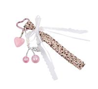 Nucelit Bonito llavero con lazos de corazón de cerezas, dijes de bolsa, anillos de coche, accesorios estéticos para mochilas, carteras, accesorios estéticos, Q1839 3