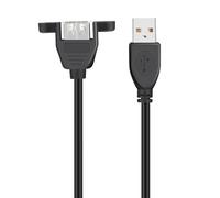 Nucelit Cable de extensión USB 2.0 macho a hembra con oreja de montaje en panel de tornillo, 24 AWG + 28 AWG, velocidad rápida, 480 Mbps, tornillo de transferencia de datos, montaje en panel