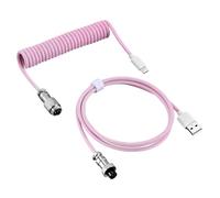 Nucelit Cable de teclado en espiral USB a USB C para teclados mecánicos, enchufe de liberación rápida y sin demora en espiral para teclado