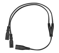 Nucelit Cable divisor de enrutamiento de cable, cable C8 a 2 C7 figura 8 con 1 extremo macho y 2 hembra, 0,6 m, color negro para equipos cercanos