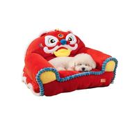 Nucelit Cama cálida para mascotas de gran espacio para perros pequeños y gatos con acolchado grueso, moda de leones bailan para hogares y viajes, cama de viaje para gatos