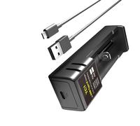 Nucelit Cargador de batería inteligente de salida de 2 A, dispositivo de alta eficiencia para baterías recargables 18650 21700 26650 32650