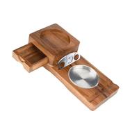 Nucelit Cenicero Stogie de madera dura con compartimento de almacenamiento integrado y soporte para bebidas para uso doméstico. Cenicero de madera Stogie equipado