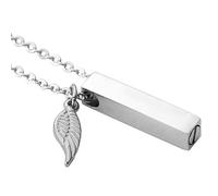 Nucelit Colgante de urna para mascotas, colgante de ala angélica para perros, gatos, urna conmemorativa, colgante rectangular para pérdida, collar funerario