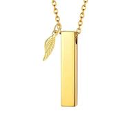 Nucelit Colgante de urna para mascotas, colgante de ala angélica para perros, gatos, urna conmemorativa, colgante rectangular para pérdida, collar funerario