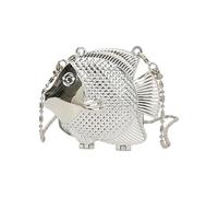 Nucelit Con detalle de cadena en varios colores, ligera y elegante, perfecta para fiestas y bolsas de fiesta, Silver, Medium