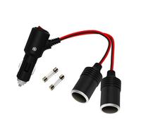 Nucelit Convertidor de vehículo a 2 salidas con fusibles de luz LED, cargador de coche, cable de alimentación de extensión de 5 cm a 300 cm, cable de extensión para vehículo