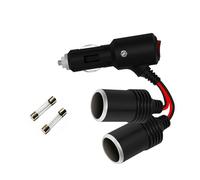 Nucelit Convertidor de vehículo a 2 salidas con fusibles de luz LED, cargador de coche, cable de alimentación de extensión de 5 cm a 300 cm, cable de extensión para vehículo