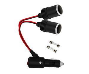 Nucelit Convertidor de vehículo a 2 salidas con fusibles de luz LED, cargador de coche, cable de alimentación de extensión de 5 cm a 300 cm, cable de extensión para vehículo