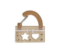 Nucelit Dije acrílico moderno de dibujos animados, llavero hueco multifuncional para bolsos y mochilas, accesorios de moda para niñas, Color té con leche
