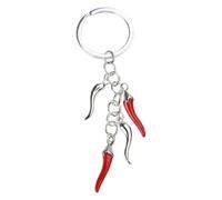 Nucelit Elegante llavero de chile versátil con diseño de cuerno de chile, adorno de moda, decoración de bolsa de aceite, detalle de gotas de aceite, llavero único, B, Talla única