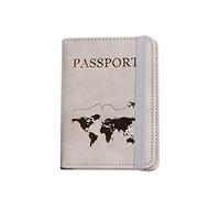 Nucelit Funda de piel sintética para pasaporte, para tarjetas, documentos, estampado en caliente, simple para mujeres y hombres, soporte para pasaporte de viaje, cartera para hombre, Gray