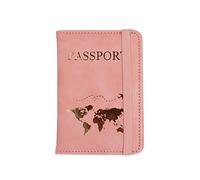 Nucelit Funda de piel sintética para pasaporte, para tarjetas, documentos, estampado en caliente, simple para mujeres y hombres, soporte para pasaporte de viaje, cartera para hombre, a