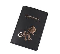 Nucelit Funda para pasaporte para parejas, para mujeres y hombres, tarjetas de regalo de boda, documentos, cartera de viaje, soporte para pasaporte para hombre, Black