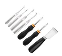 Nucelit Herramienta biseladora de bordes de cuero, mango de metal, cortador de mango de madera para trabajar