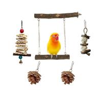 Nucelit Juego de 5 mordeduras de pájaros colgantes para masticar, juguete de madera para mascotas, resistencias para masticar, suministros molares, masticación de aves para loros, hierba natural