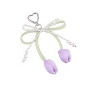 Nucelit Llavero con lazos de lazo para mujer, bolso estético, bolso de mano, regalo de San Valentín y decoración, perlas, lazos, llavero, bolsa de mano, dijes estéticos, Q1857 4