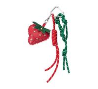 Nucelit Llavero retro punk de metal con diseño de fresa, de piel sintética, con cordón trenzado, accesorio de moda, soporte de Navidad, regalo perfecto, llavero de fresa de piel sintética, Red