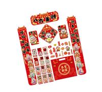 Nucelit Lujoso juego de calcomanías de papel rojo con diseño de caballo y calcomanías de la suerte 2026, decoración de puerta de Año Nuevo chino, buenas fortunas, decoración de puerta