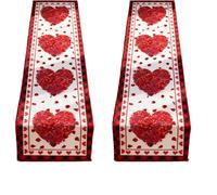 Nucelit Mantel individual multifuncional con diseño de corazón, algodón y lino, fácil de usar, varios tamaños, decoración de corazones