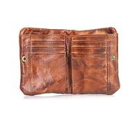Nucelit Monederos plegables de capa superior retro con cremallera, bolsa suave para múltiples tarjetas, bolsillo para monedas, para los mejores bolsos para mujeres y hombres, Brown, Medium