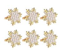 Nucelit Paquete de 6 servilleteros versátiles de copo de nieve, perlas/servilleteros de Navidad, elegante adorno de mesa para banquetes, decoración de mesa de comedor
