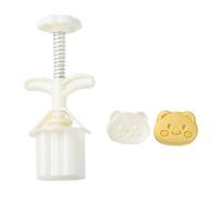 Nucelit Sello de galletas en forma de oso 3D, moldes de postre a presión manual, herramienta para hornear para festivales de mediados de otoño, sello de galletas duradero y prensa cortador para