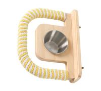 Nucelit Soporte de juego para pájaros con tazas de alimentación desmontables, estación de descanso para loros de madera para pequeños medios, pájaros, loros, percas, juguete con cuerda de algodón