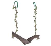 Nucelit Soporte para pájaros oscilante, jaula colgante de madera, suministros de jaula de puente colgante, soporte de entrenamiento para loros, soporte de entrenamiento para juguete de pollo