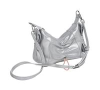 Nucelit Sweet Bows - Bolsa de hombro plisada para mujer y niña, de piel sintética, para axilas, con lazos dulces a juego, Silver