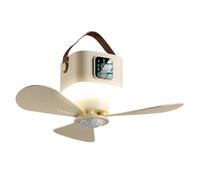 Nucelit Ventilador de techo con batería recargable de 7200/3600 mAh, luz LED, mandos a distancia, 4 velocidades, ventilador portátil para camping, montaje en escritorio, repelente de mosquitos