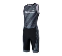 NUCKILY Traje de triatlón de una pieza para hombre, sin mangas, traje de neopreno con bolsillos para correr, ciclismo, natación, gris, talla L