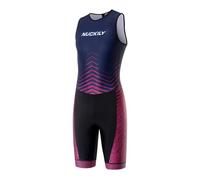 NUCKILY Trajes de triatlón para hombre, de una sola pieza, sin mangas, traje de neopreno con bolsillos para correr, ciclismo, natación, azul-XXL