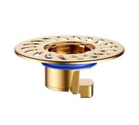 Núcleo de drenaje de piso de acero inoxidable con válvula de cierre automático, inserto antiolor y colador de pelo para ducha de baño, barrera de drenaje por gravedad (color latón)