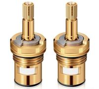 Núcleo de válvula, 2 unidades, cartucho de grifo de cerámica de apertura rápida, disco de cuarto de vuelta con sello de silicona, dorado de 5,5 cm, resistente a altas temperaturas