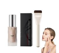 Nude Foundation, base líquida natural ligera con pincel, crema correctora de color, resistente al agua y duradera, cubre suavemente y protege la piel, para un aspecto desnudo impecable (piel profunda)
