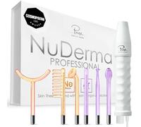 NuDerma - Varita de Terapia Profesional Para la Piel, Portátil, de Alta Frecuencia, Con 6 Varitas de Neón y Argón, Tratamiento Para Acné, Tensor, Reducción de Arrugas y Levantador