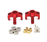 Nudillos Dirección RC para FMS FCX24M para Camel D90 D110 para Defender First para Range For Rover Found 1/24 Copa Dirección Delantera Metal Piezas Coche RC(Red)