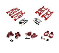 Nudillos Dirección RC para MJX 10208V2 Big Foot Monster 1/10 Metal Brazo Oscilante Montaje Copa Dirección Accesorios Coche Control Remoto(Red 2)