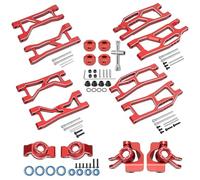 Nudillos Dirección RC para Traxxas para Mini para Maxx X para XRT para VXL 3S Delantero + Trasero Superior Inferior Suspensión Brazos C Hub Asiento Dirección Copa Eje RC Piezas Coche(Red)