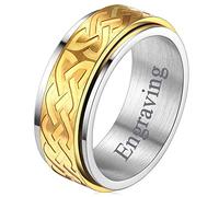 Nudo Celta Vikingo Anillo Personalizado Ancho para Hombres y Mujeres de Estilo Vintage Anillo Giratorio de Jugar Joyerías Morales de Amuleto de Protección Nórdico Talla 7 Acero Inoxidable 316L