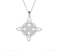 Nudo de bruja collar de acero inoxidable nudo celta amuleto de protección de brujería colgante sobrenatural joyería regalo para chicas