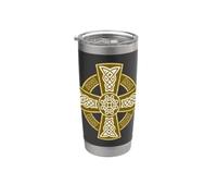 Nudo decorativo celta con cruz alta 3 Vaso térmico de acero inoxidable de doble pared