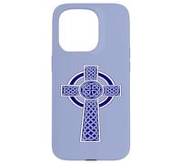 Nudo Decorativo Celta Ornamental de Alta Cruz Azul Carcasa para iPhone 15 Pro