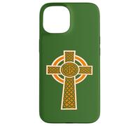 Nudo Decorativo Celta Ornamental de Alta Cruz Naranja Carcasa para iPhone 15